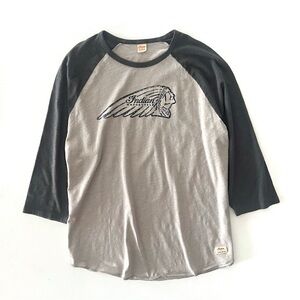 Indian Motorcycles x Lucky Brand Baseball 3/4 Sleeve Logo Tee Size XL